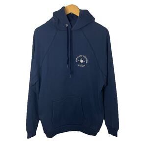 VTG 80s Star Island Yacht Club Montauk LI Surf Blue Hoodie Sweatshirt Logo Sz L